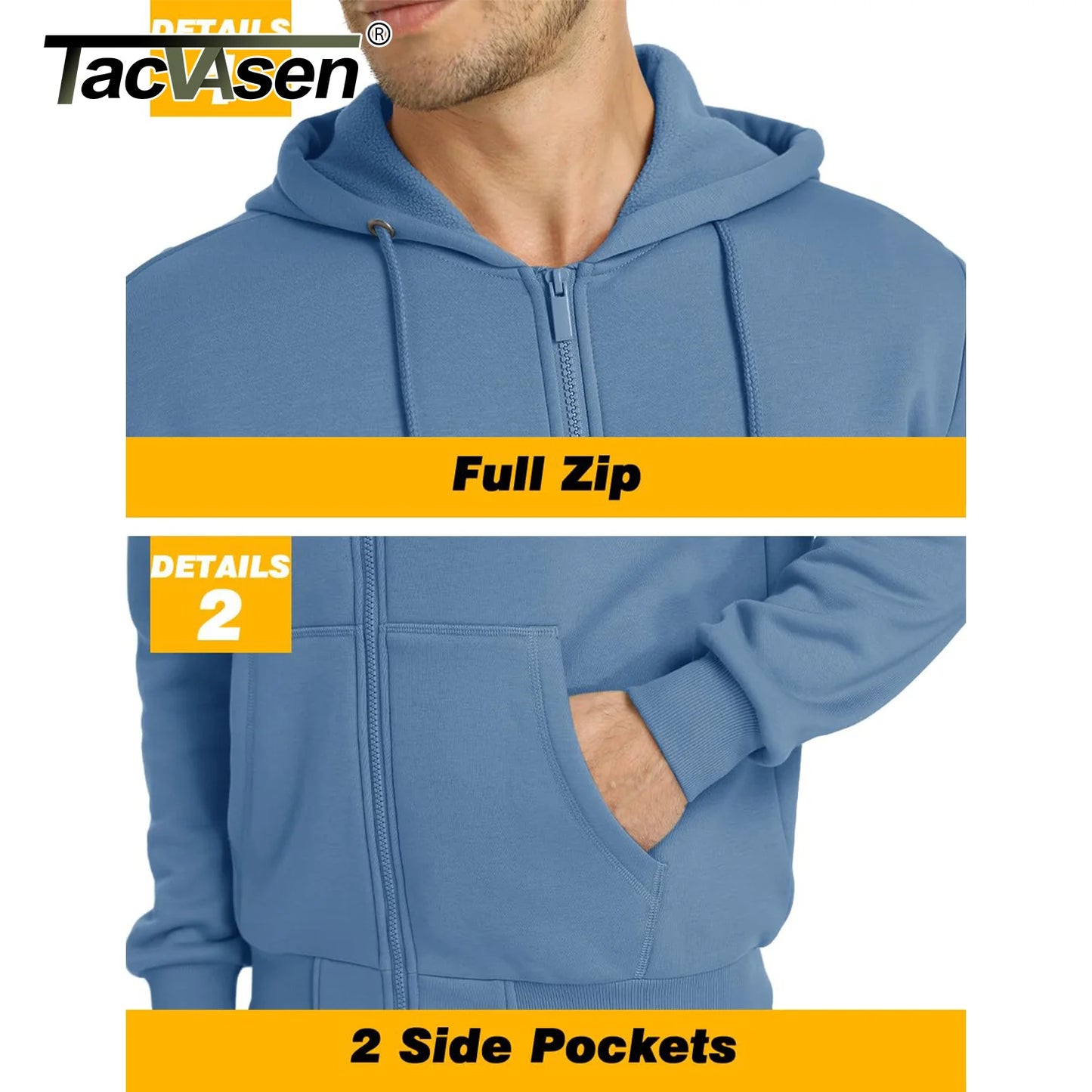 Tacvasen Felpa Con Cappuccio Uomo In Pile Con Tasche Grandi Con Zip Intera Casual Sportivo Per Running Escursionismo