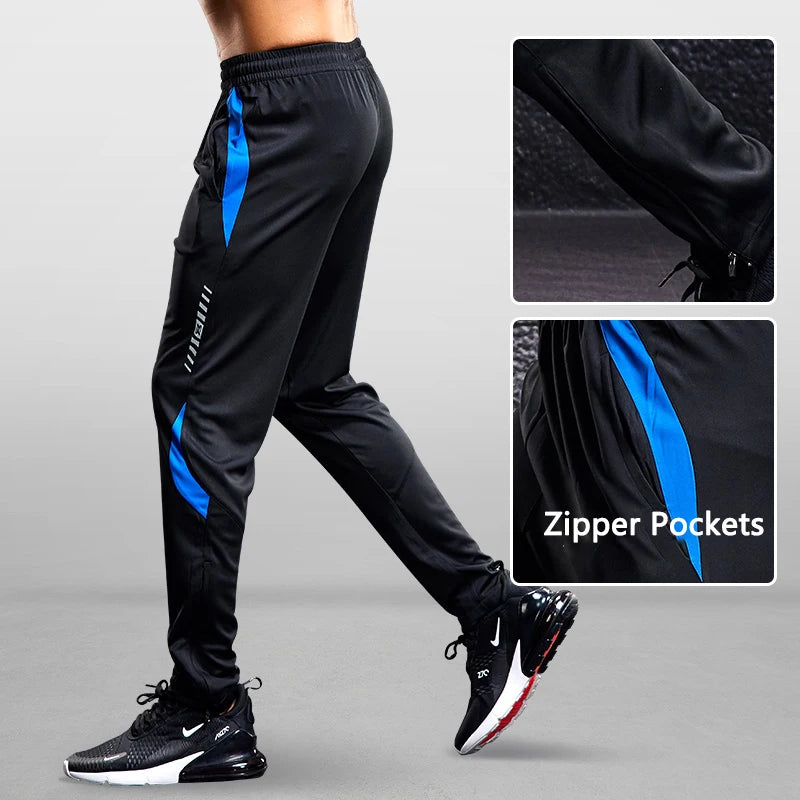 Pantaloni Sportivi Da Uomo Con Tasche Con Cerniera Per Corsa Allenamento Calcio Fitness In Poliestere Modello A102