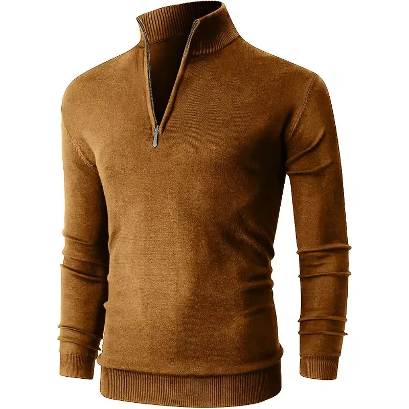 Dolcevita Uomo Con Mezza Cerniera Caldo Inverno Streetwear Collo Alto Versatile Ufficio Tempo Libero