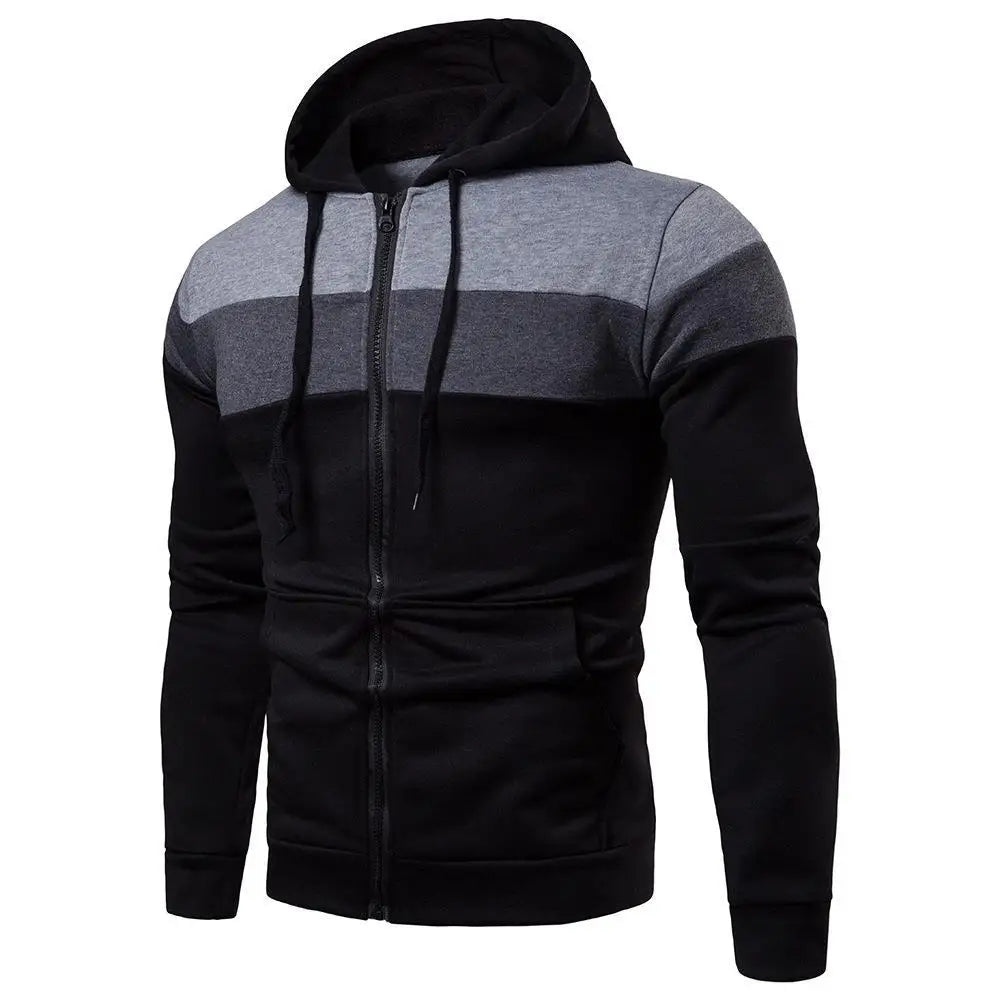 Felpa Con Cappuccio Color Block Zip Da Uomo Raglan Maniche Autunno Inverno Durevole Elegante Casual