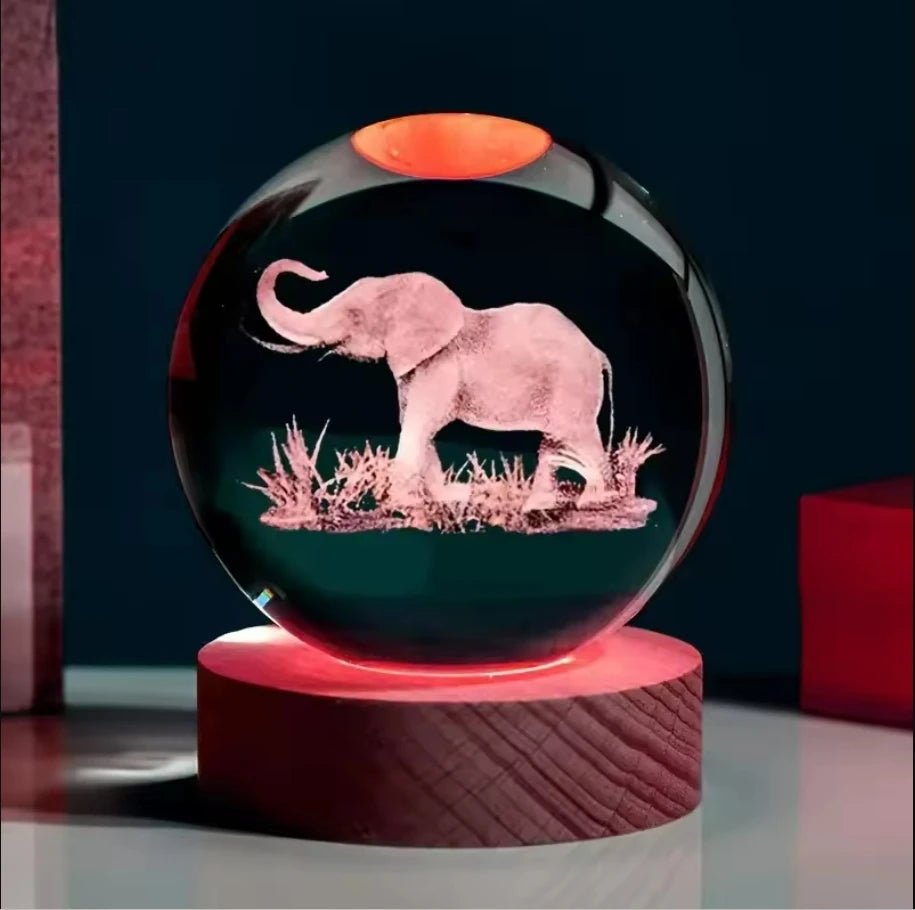 Decorazione Della Stanza Con Sfera Di Cristallo 3D E Base Led Per Luce Ambientale Nel Soggiorno