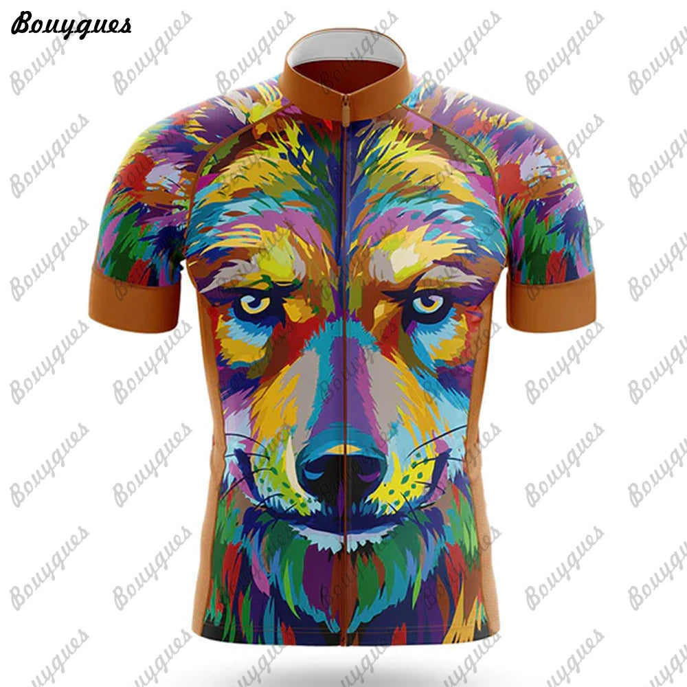 Maglia Ciclismo Uomo Wolf Pro Team MTB Downhill Alta Qualita Tricot Traspirante Con Tasche E Asciugatura Rapida
