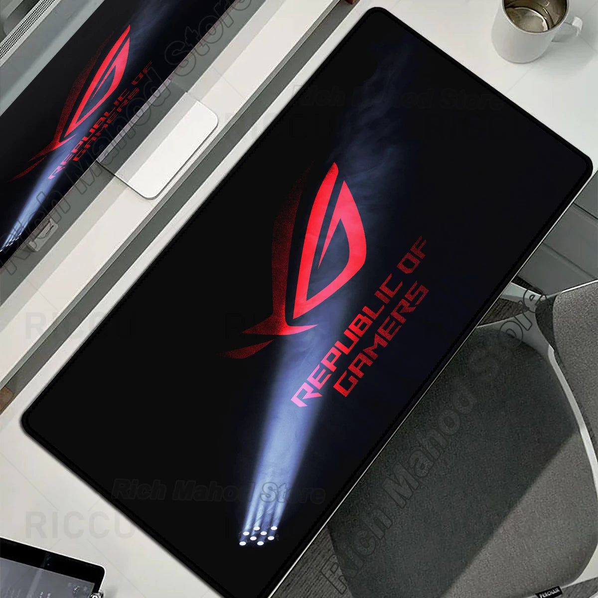 Tappetino per Mouse XXL ASUS ROG Republic Of Gamers Antiscivolo in Gomma per Scrivania da Gioco e Tastiera