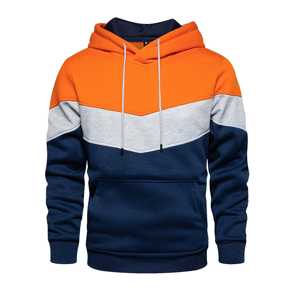 Felpa Patchwork Con Cappuccio Uomo Abbigliamento Casual Ampio Pile Caldo Streetwear Autunno Inverno Sportivo