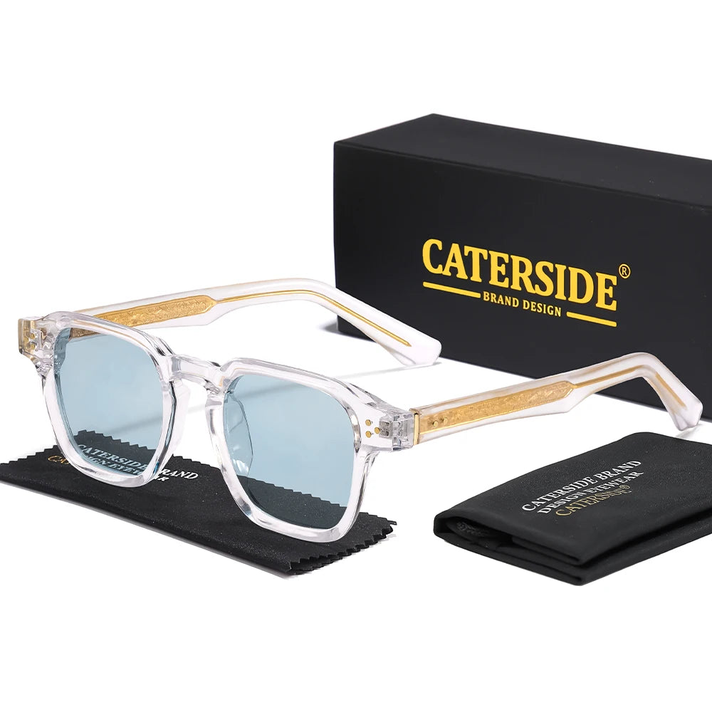 Occhiali Da Sole Quadrati Classici Unisex Da Uomo E Da Donna Di Lusso Con Inserto Centrale Temple Gradiente UV400