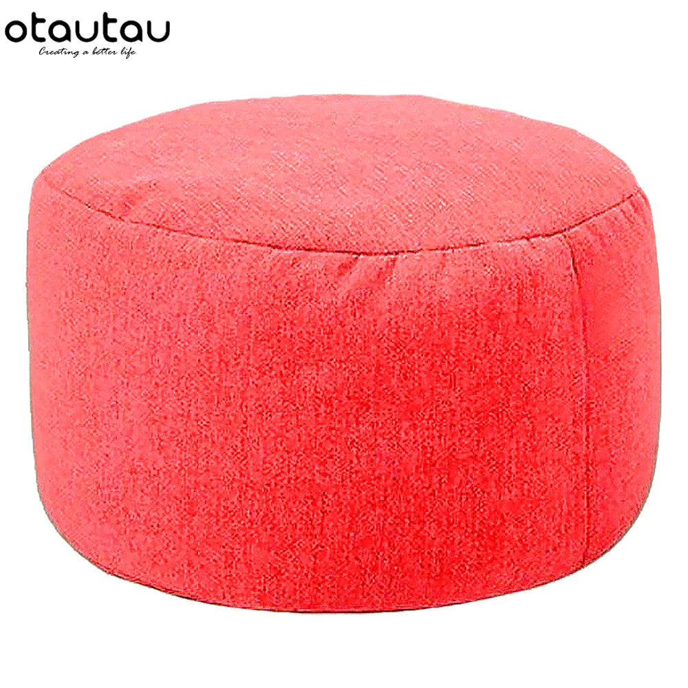 Sgabello Rotondo Diametro 30 Cm Altezza 20 Cm Pouf In Lino Ottomano Con Imbottitura Poggiapiedi Tatami Futon Puff JD001