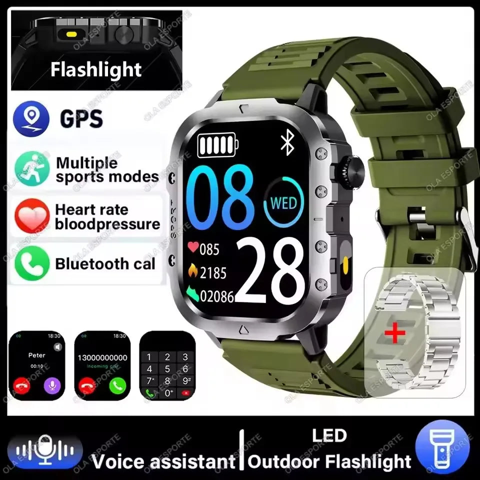 Smartwatch Militare Robusto 2026 Con GPS Chiamate Bluetooth Monitoraggio Salute Fitness Impermeabile 5ATM Per Uomo HW12
