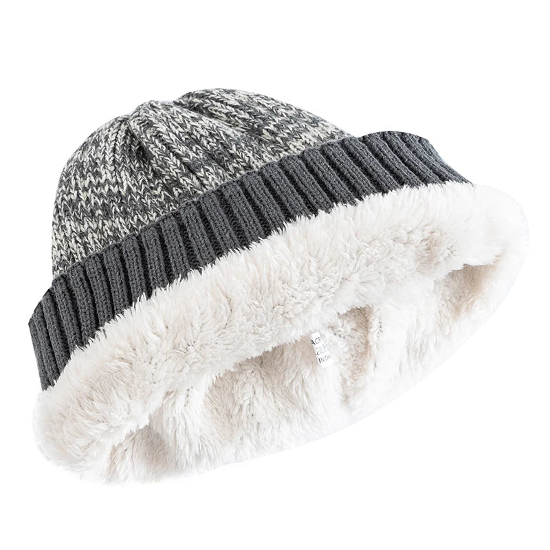 Nuovi Cappelli Invernali Unisex Bicolore Con Fodera In Pelliccia Berretto Caldo Lavorato A Maglia Per Uomo E Donna