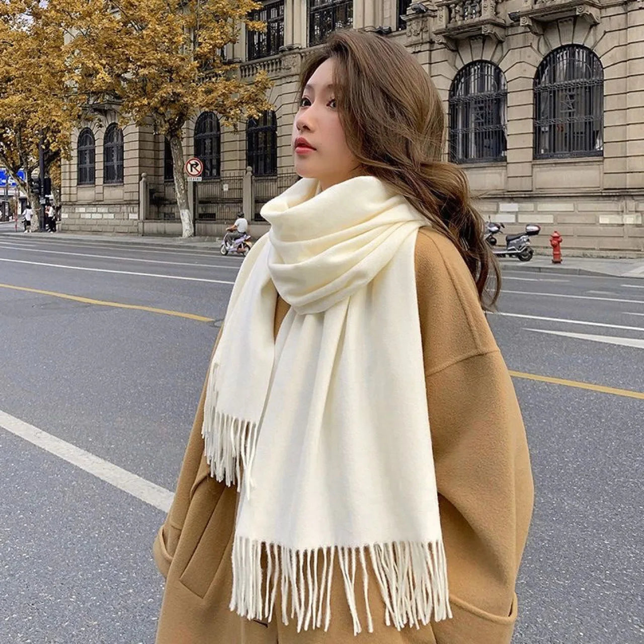 Sciarpa Nera In Lana E Cashmere Donna Calda E Morbida A Quadretti Inverno Autunno Dalla Forma Classica XWJ07