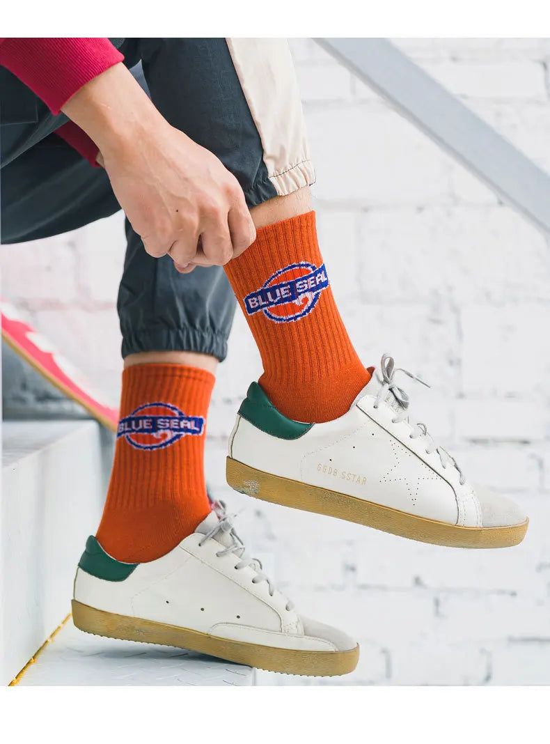 Calzini A Tubo Unisex Multicolore Traspiranti Con Alfabeti Per Sport Hip Hop Street Coppie