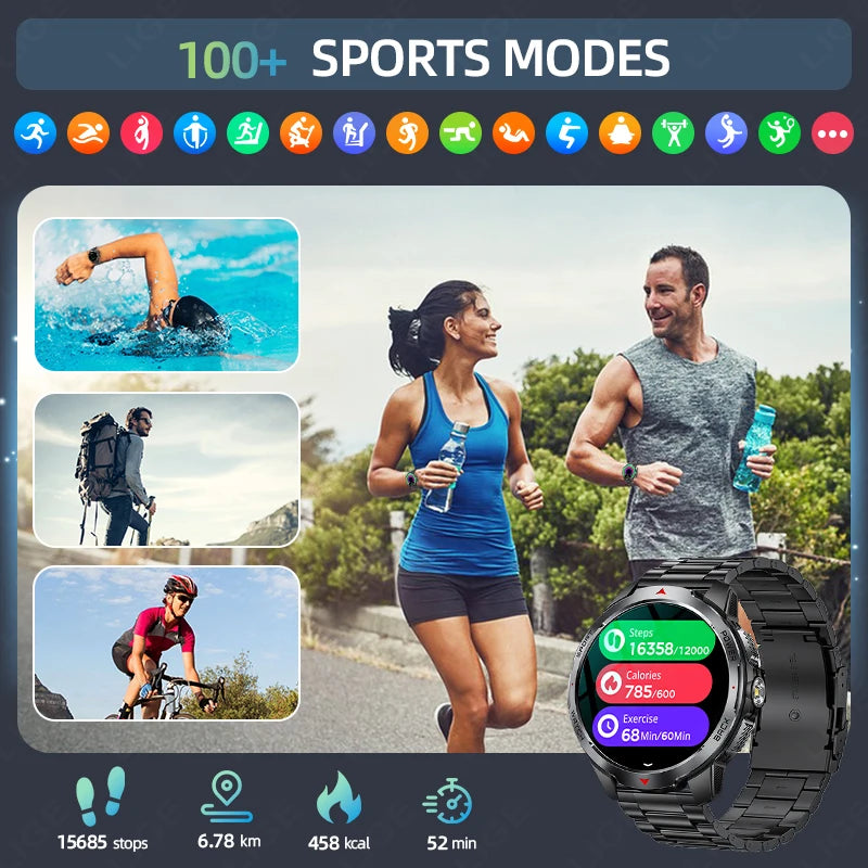 LIGE Smartwatch Da Uomo Bluetooth Chiamata Impermeabile 3ATM Batteria 1100mAh Bussola Esterna Per Sport Fitness