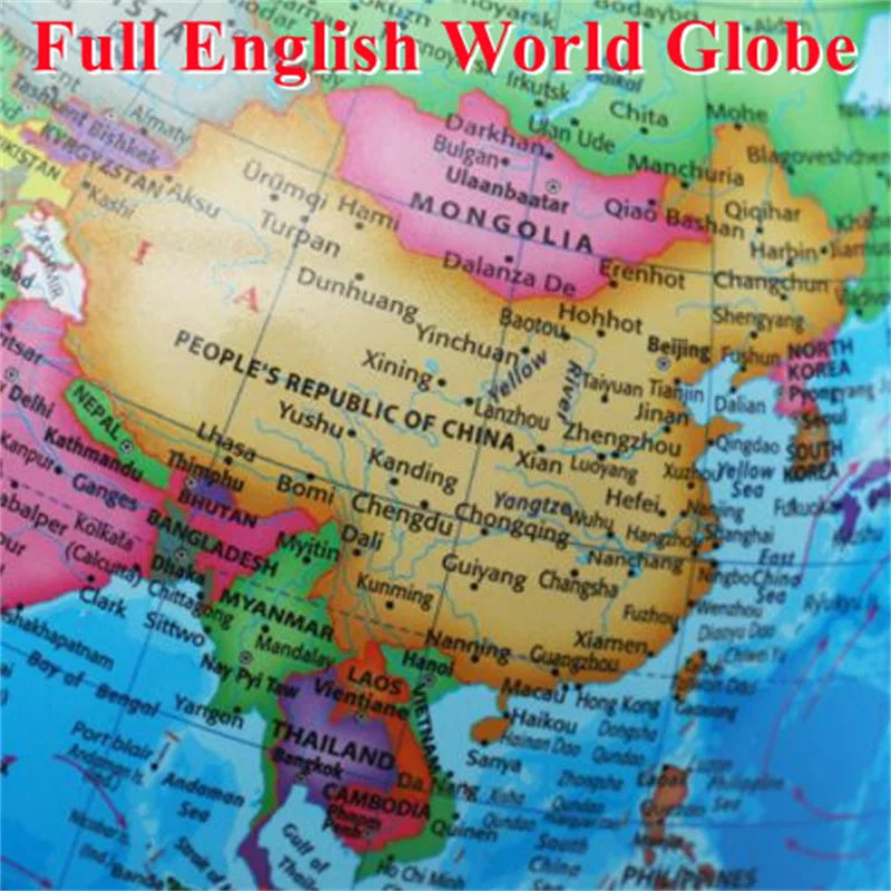 Globo Terrestre Inglese Diametro 20 Cm Con Illuminazione LED A Rotazione 360 Gradi E Base Metallo ABS Per Scrivania