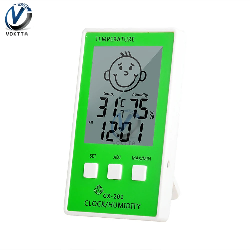 CX 201 Termometro Digitale 3 In 1 Igrometro Orologio Elettronico Interno Monitor Umidità