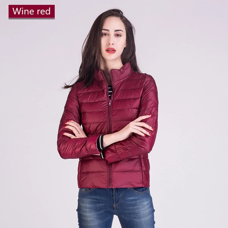 Cappotto Imbottito Femminile Ultraleggero Ripiegabile Collo Alla Coreana Slim Fit Da Ufficio 2023 Nuovi Arrivi