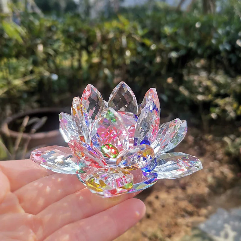 Fermacarte In Cristallo Di Quarzo Fiore Di Loto 80mm Artigianato In Vetro Feng Shui Decorazioni Per Casa Regalo