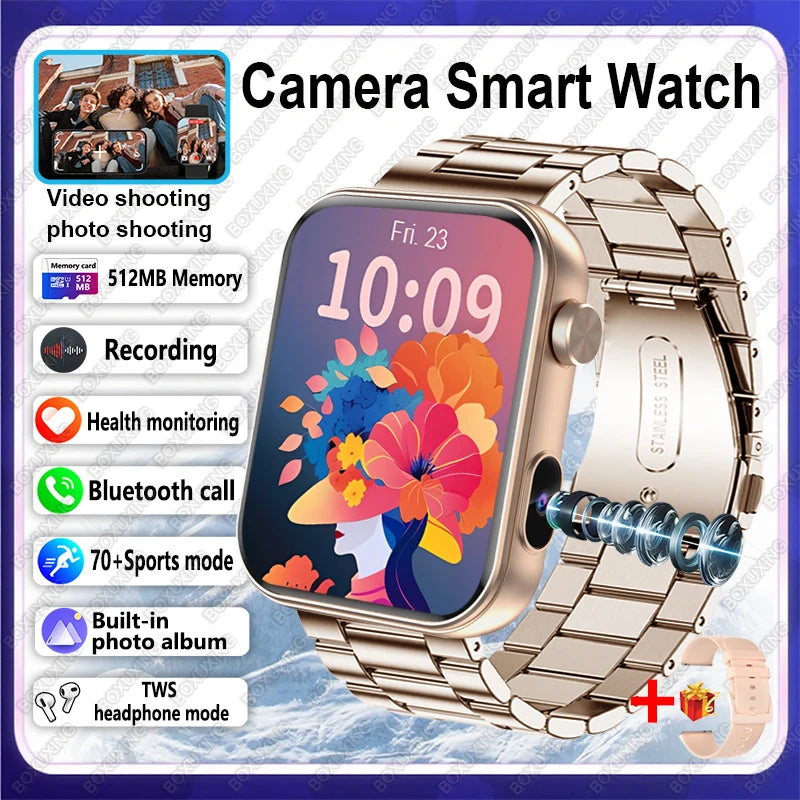 Nuovo Smartwatch Fotocamera per Uomo e Donna Registrazione Foto e Video Fitness Salute Impermeabile Chiamate Bluetooth
