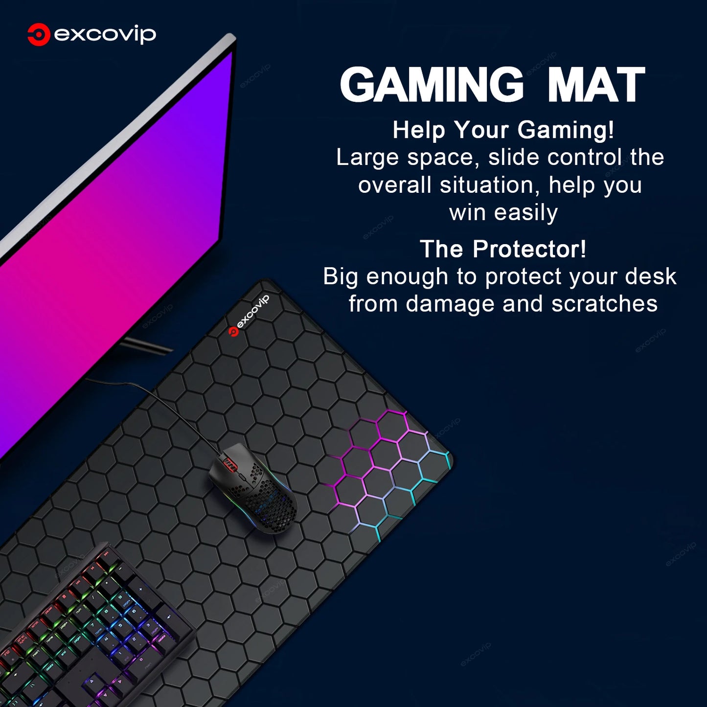 EXCO Grande Tappetino Per Mouse Da Gioco Con Bordo Cucito E Base In Gomma Antiscivolo Esteso Per Scrivania E Tastiera
