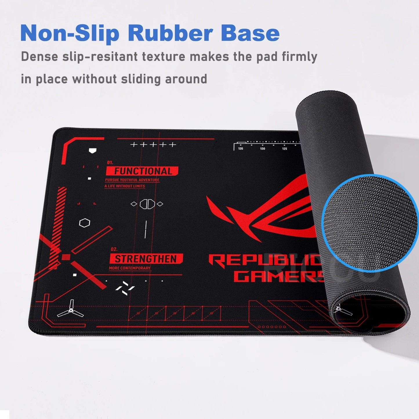 Tappetino per Mouse XXL ASUS ROG Republic Of Gamers Antiscivolo in Gomma per Scrivania da Gioco e Tastiera