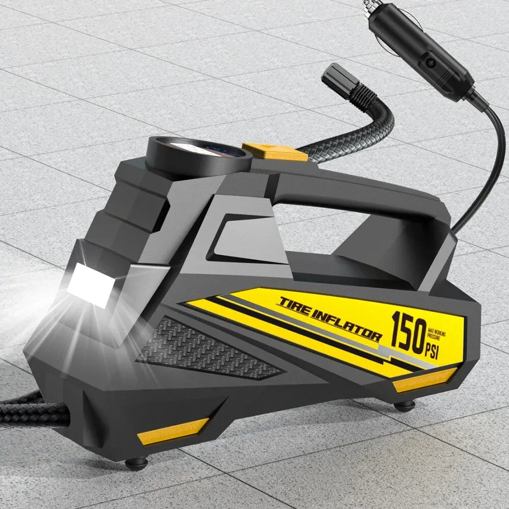Pompa Aria Portatile 12V LED 150 PSI Compressore Pneumatici Elettrico Per Auto Bici Moto