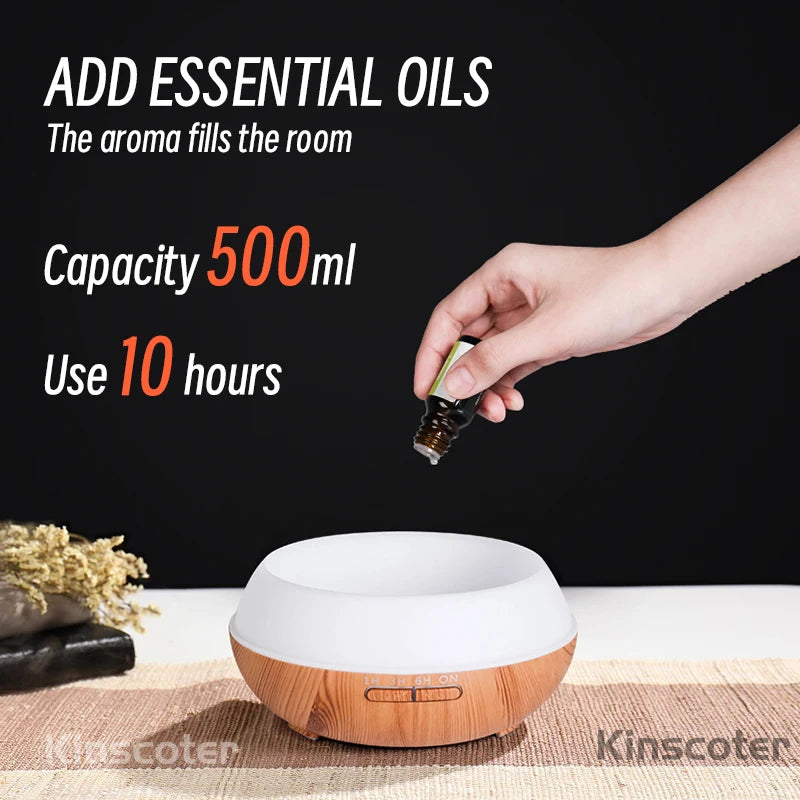 Umidificatore Ad Ultrasuoni Con Telecomando Per Diffusore Di Oli Essenziali Per Aromaterapia 550 Ml Con 7 Colori Di Luce