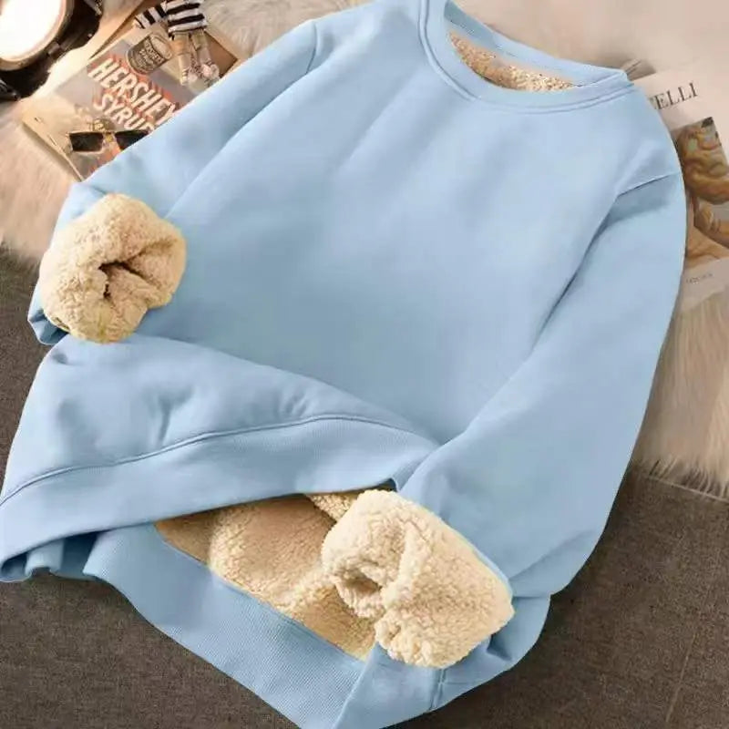 Felpa Da Donna Invernale Allentata Con Cappuccio Stampa Lettere In Peluche Spessa Caldo Foderata In Pile