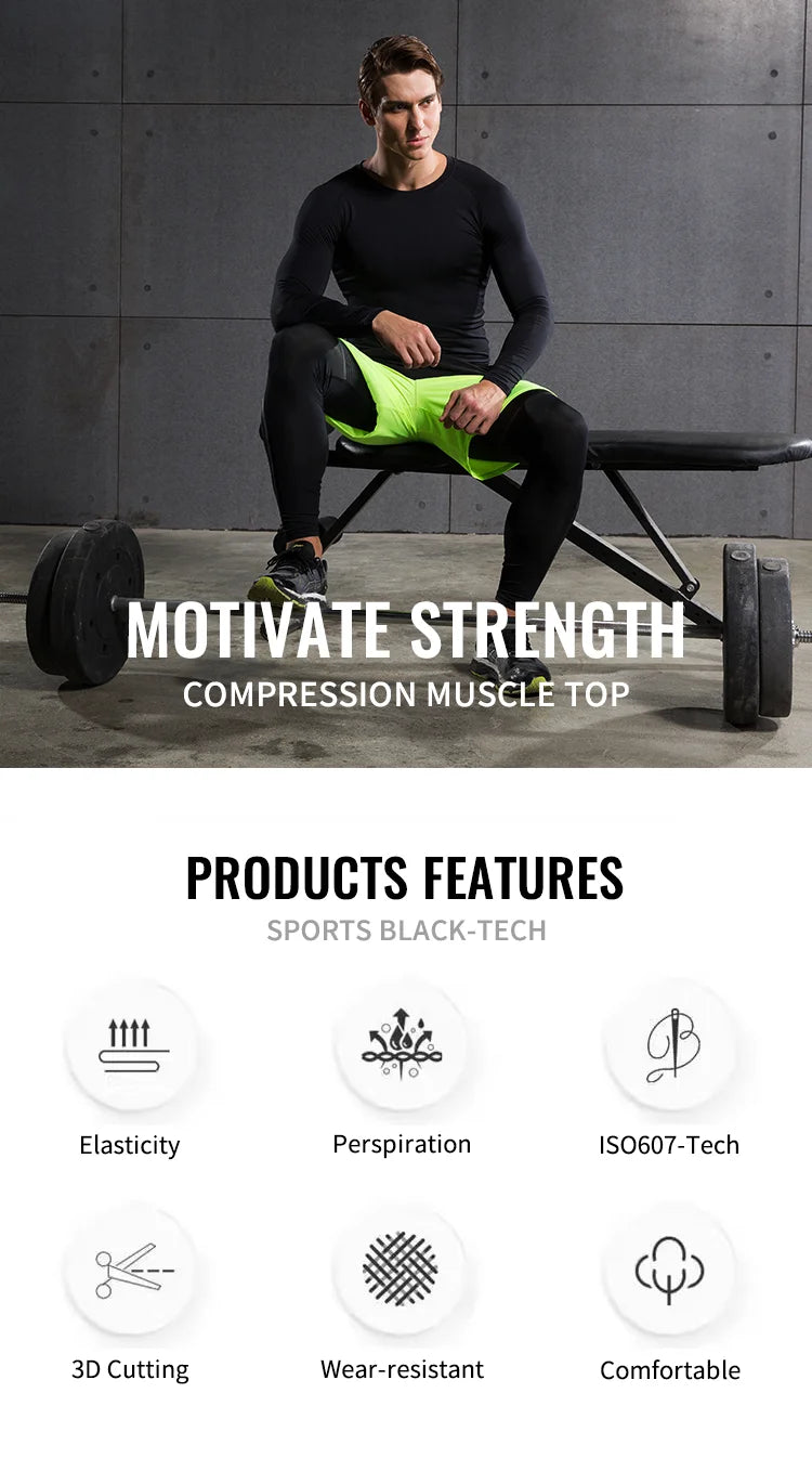Maglia Compressiva Da Uomo A Maniche Lunghe Per Allenamento Palestra Ad Asciugatura Rapida Fitness