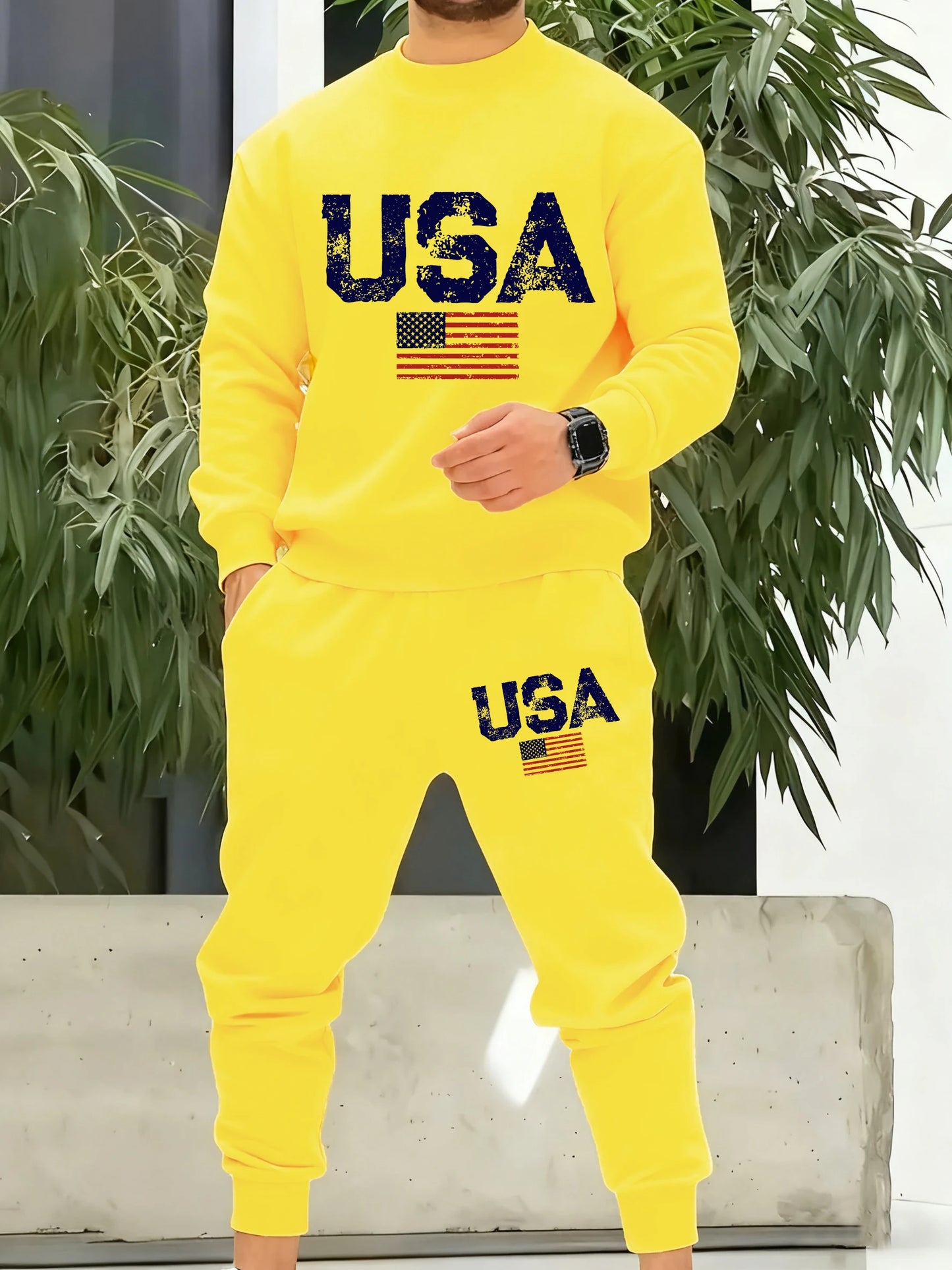 Tuta Retro Da Uomo Con Bandiera Americana Abiti Casuali In Pile Con Tasche Pantaloni Comodi Caldi E Alla Moda