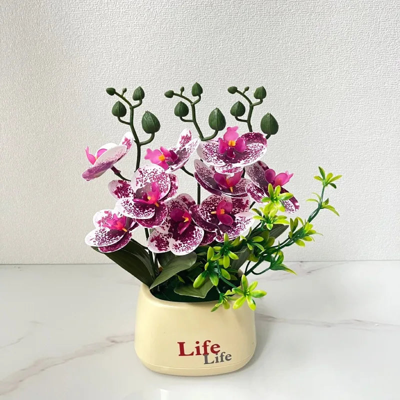 Orchidea Artificiale di Lusso in Stile Nordico con Fiore a Farfalla Vaso Decorazione Domestica Multifunzionale