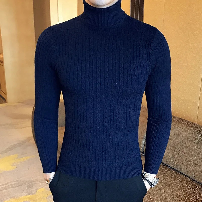 Maglione Invernale Spesso Caldo Collo Alto Dolcevita Uomo Slim Fit Maglieria Da Uomo Doppio Colletto Maschile