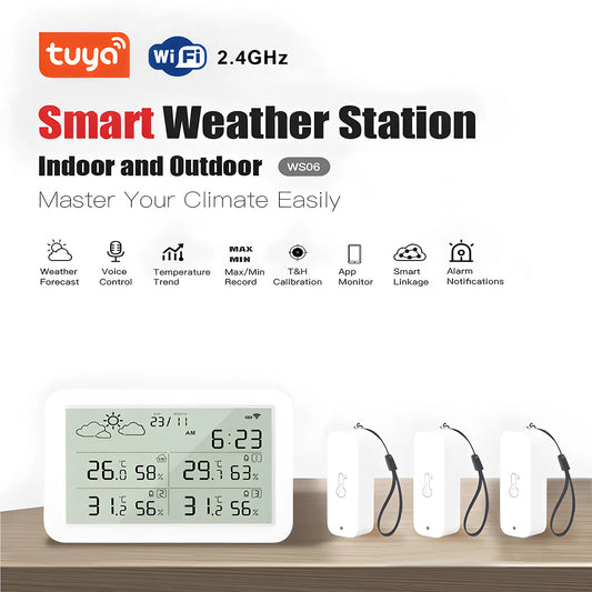 Stazione Meteorologica Intelligente Tuya WiFi LCD Meteo Interni Esterni Allarme Umidità Temperatura