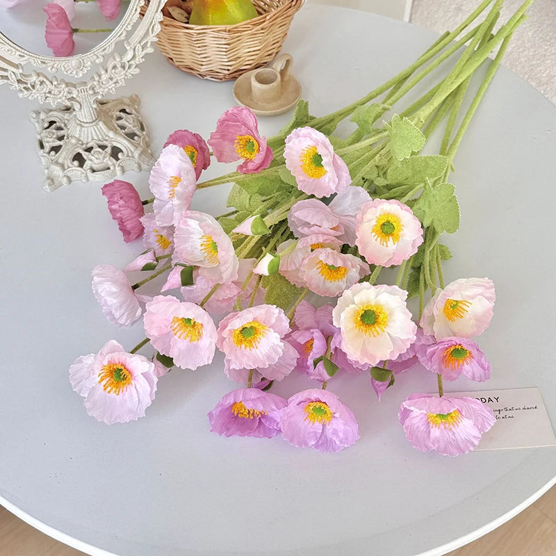 Bouquet Di Fiori Artificiali A 4 Teste Di Papavero In Seta Per Nozze E Feste Decorazione Domestica Elegante