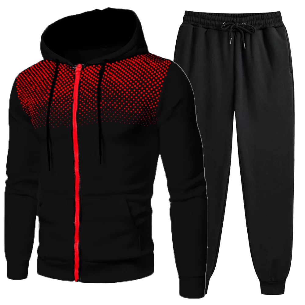Tuta Da Uomo Set Abbigliamento Sportivo Con Cappuccio Cerniera Felpa Pantaloni Da Corsa Per Allenamento