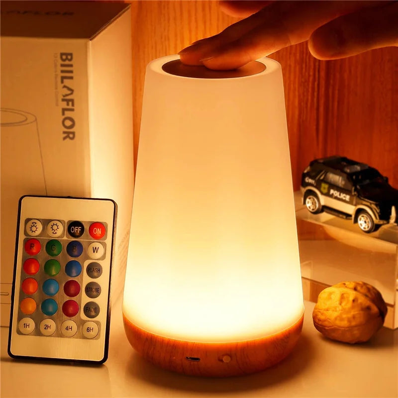 Lampada Notturna RGB Ricaricabile USB Con Telecomando E Touch Dimmerabile Per Comodino E Tavolo Portatile 13 Colori