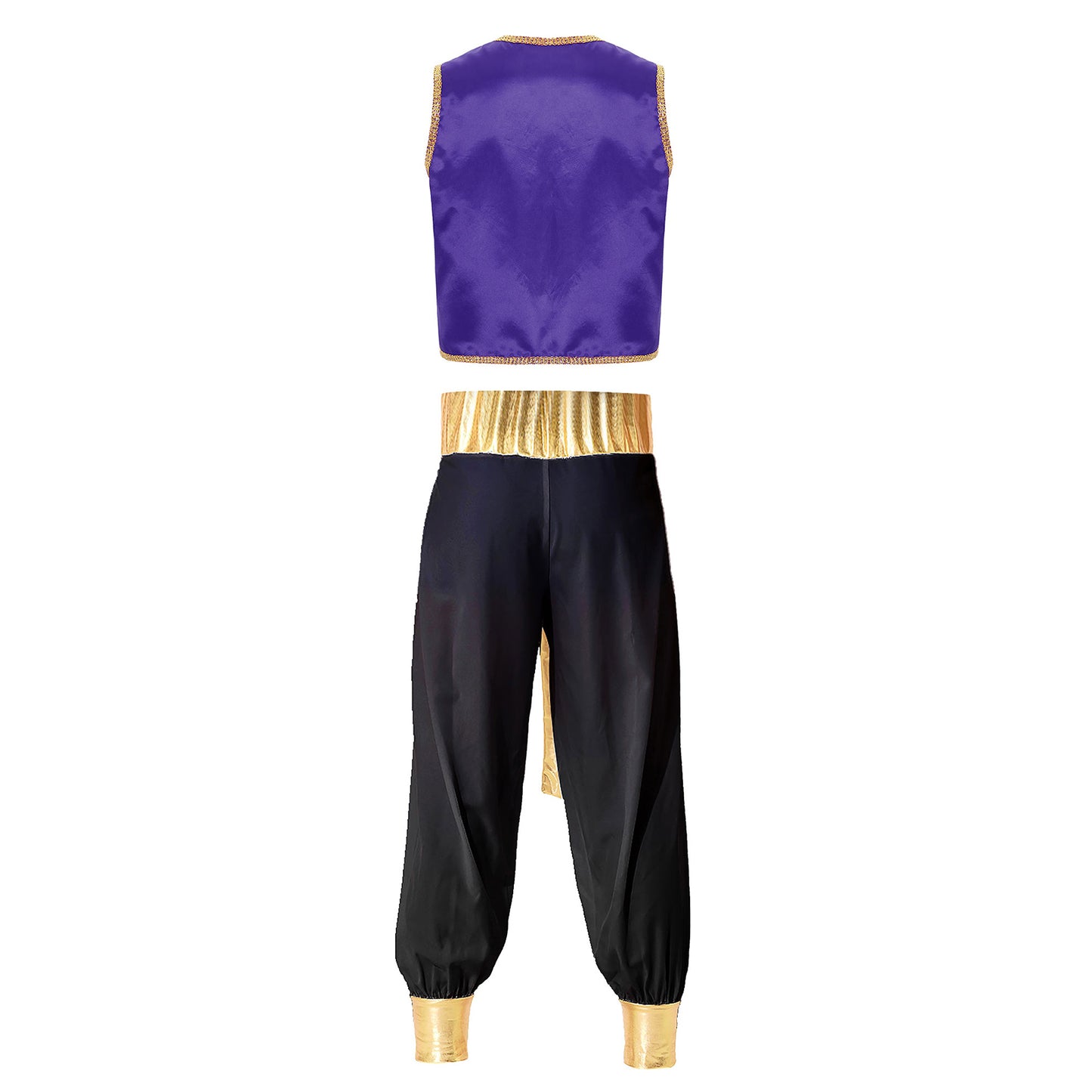 Costume Fantasy Myth Prince Aladin per adulti Gilet senza maniche e pantaloni Abito da palcoscenico per feste a tema Halloween Cosplay