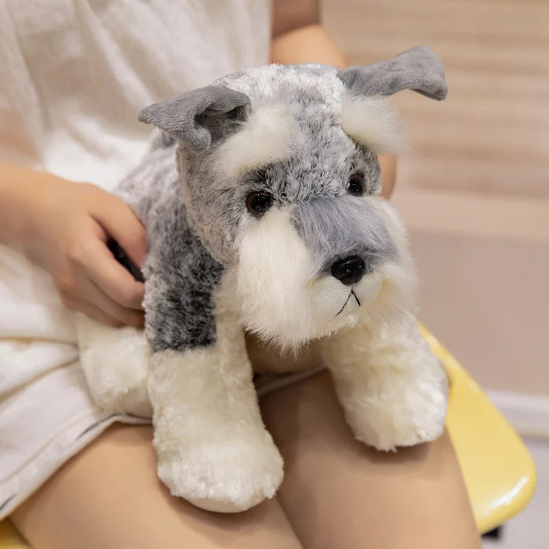 Peluche Schnauzer Cane Morbido 22 30 40 Cm Imbottito Tenero Per Bambini Regalo Natale