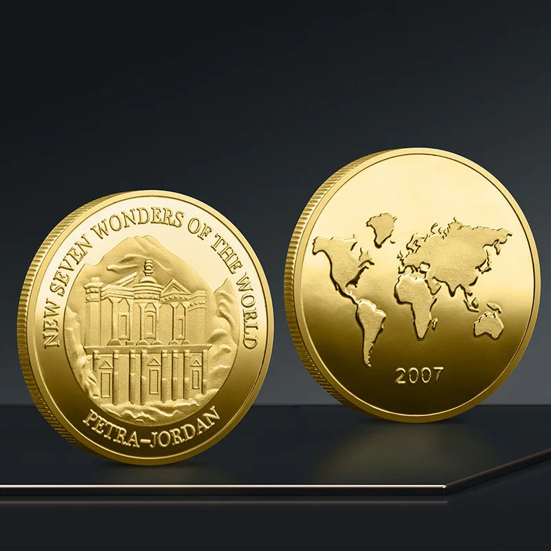 Set Di 7 Monete Placcate Oro E Argento Sette Meraviglie Del Mondo Collezione Commemorativa Viaggi