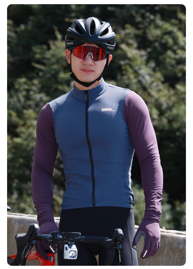 Maglia Da Ciclismo Uomo Slim Fit Invernale Manica Lunga Termica In Pile Con Zip Integrale Per Bici Abbigliamento Freddo
