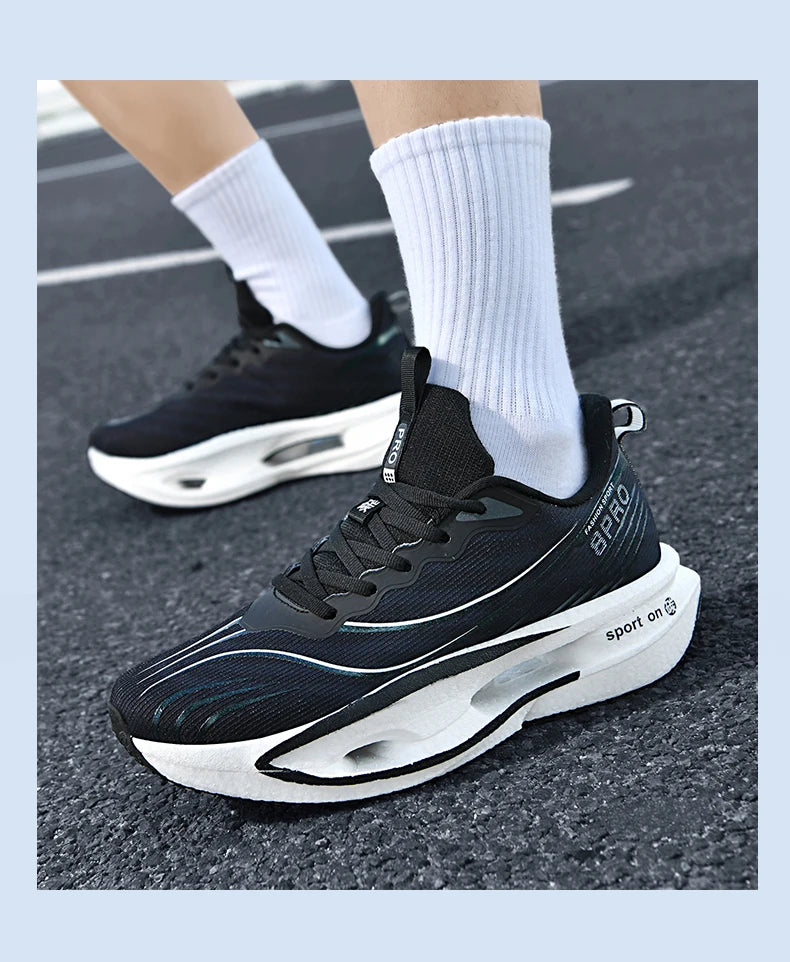 Scarpe Da Corsa Sportive Unisex Uomo Donna Maratona Carbon Board Cuscino Aria Antiscivolo Leggere Traspiranti