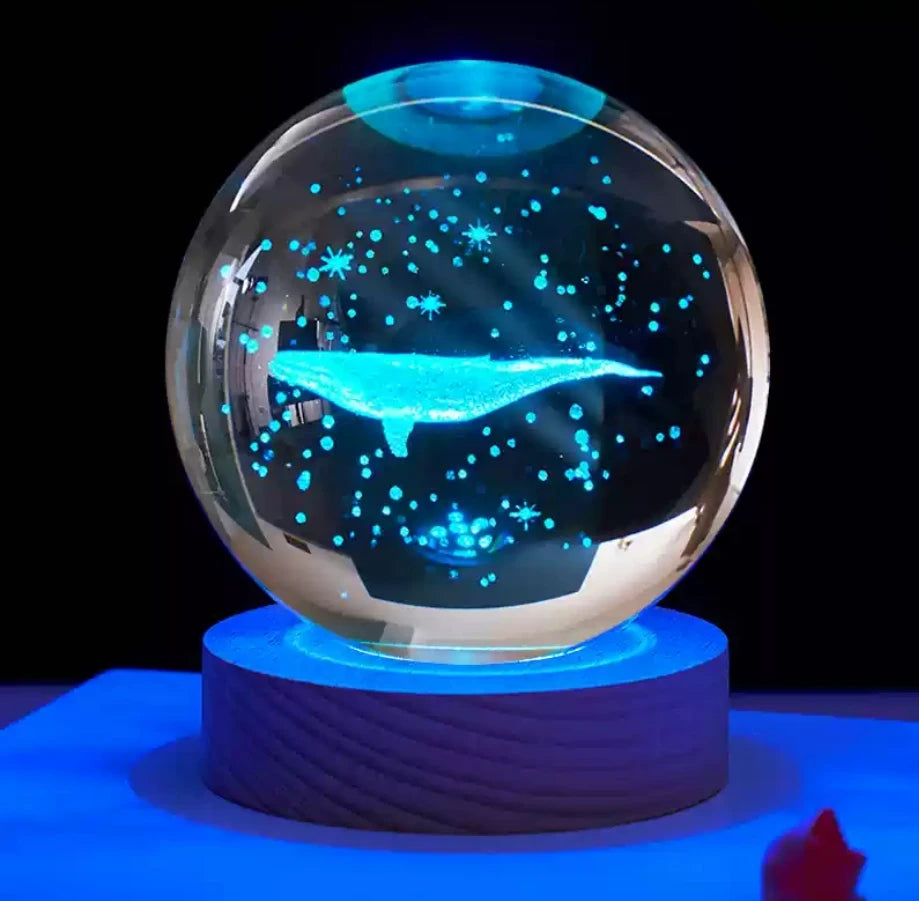 Decorazione Della Stanza Con Sfera Di Cristallo 3D E Base Led Per Luce Ambientale Nel Soggiorno