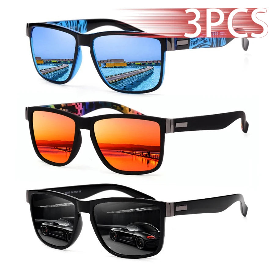 Occhiali Da Sole UV400 Quadrati Unisex Leggeri Tre Paia Colorati Per Uomo E Donne Ideali Per Esterno Moda E Stile