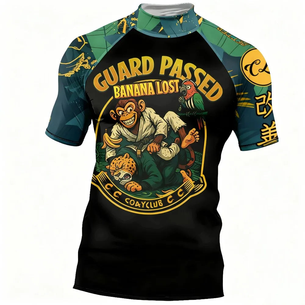 Nuovo Set MMA Da Quattro Pezzi T Shirt Rash Guard Ad Asciugatura Rapida E Pantaloncini Da Combattimento Uomo No Gi BJJ