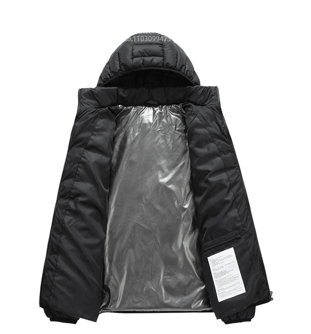 Giacca Riscaldata Unisex USB Termica Invernale Campeggio Sci Cotone Lavato Calda Leggera