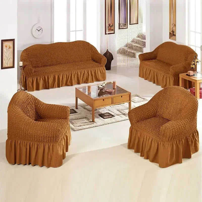 Fodere Per Divani Elastiche Universali Da 90-360 Cm Antiscivolo Copridivano Completo Per 1 2 3 4 Posti In Tessuto Estivo