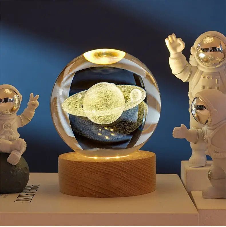 Lampada a Sfera di Cristallo 3D Con Proiezioni Galassia Luce Notturna USB Atmosfera Accogliente Regalo Creativo