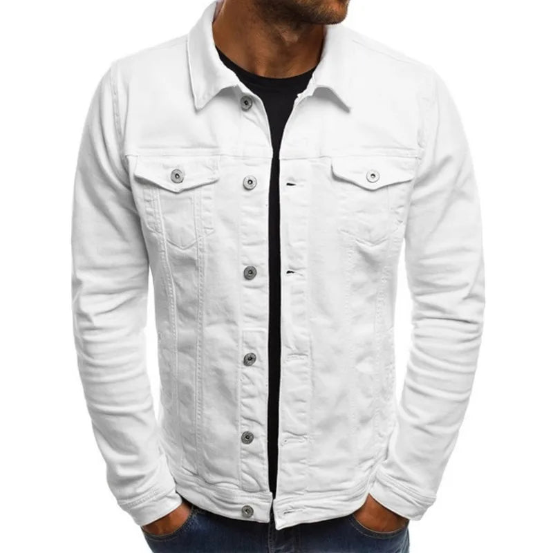 Giacche Jeans Uomo Slim Fit Hip Hop Streetwear Cotone Classico Abbigliamento Maschile Casual