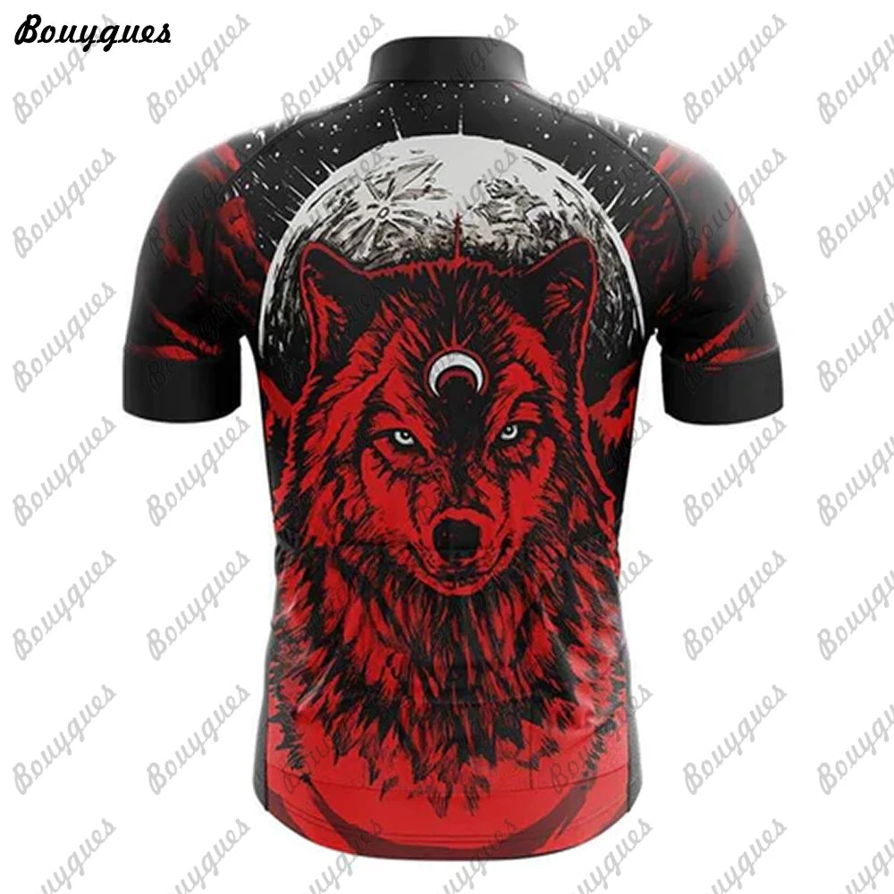 Maglia Ciclismo Uomo Wolf Pro Team MTB Downhill Alta Qualita Tricot Traspirante Con Tasche E Asciugatura Rapida