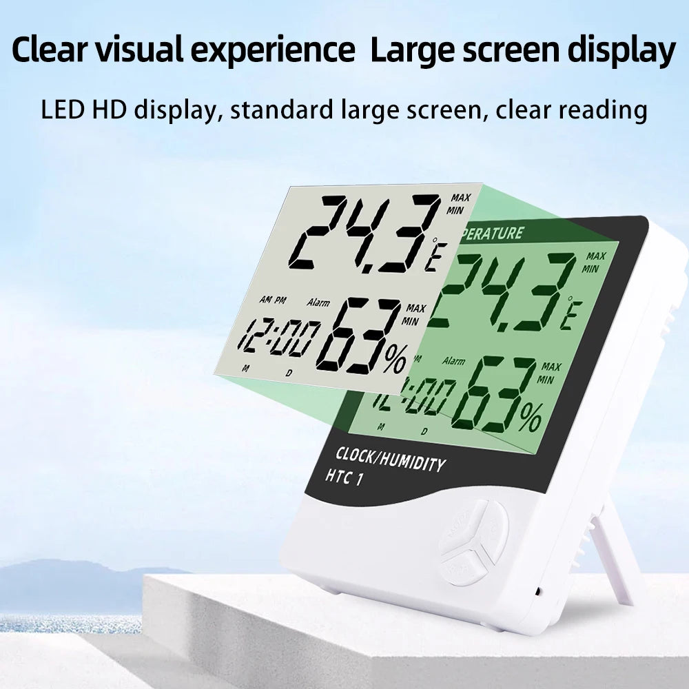 Stazione Meteorologica Digitale Interni Esterni Umidità Temperatura LCD Orologio HTC 2 HTC 1