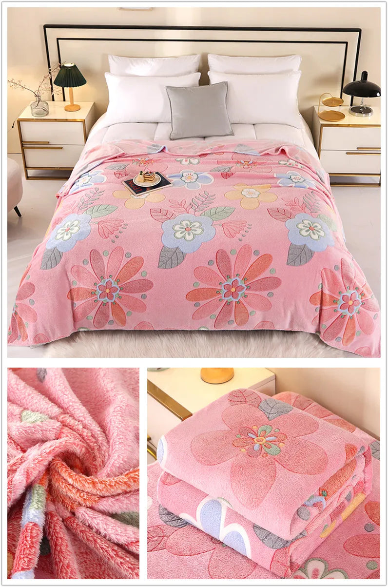Bonenjoy 1 Pezzo Coperta In Pile Floreale Rettangolare Per Divano E Casa Morbida Calda Confortevole Plaid Da Viaggio