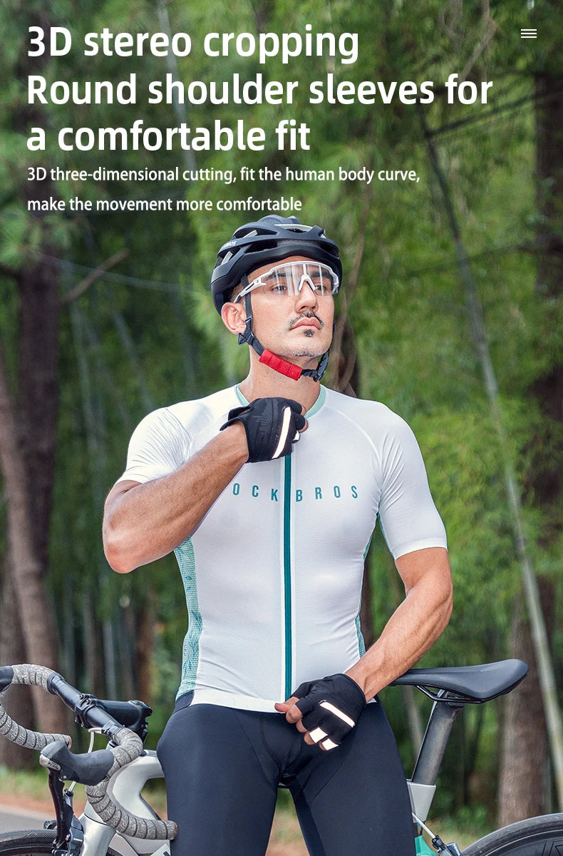 Maglia Da Ciclismo RockBros MTB Uomo Abbigliamento Estivo Traspirante Con Cerniera YKK Alta Qualità