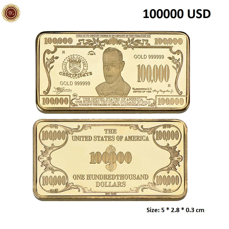 Barra Placcata Oro 24K E Argento Design Dollaro USA Moneta Souvenir Da Collezione Regalo Per Uomo